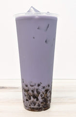 Qbubble taro powder being mixed to illustrate easy bubble tea making