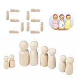 QDXATIVP unfinished wooden dolls set for family play and DIY decoration