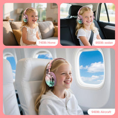 QearFun Kids Bluetooth Headphones Milky Way Purple folded for compact travel