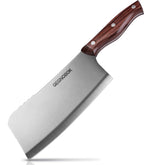 QEGNOBOK 7-inch meat cleaver blade close-up for razor-edge bone cutting