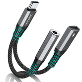 QianLink USB-C to 3.5mm adapter in use delivering audio while charging