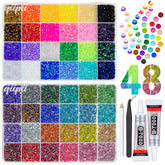 qiipii 48-color 3mm jelly AB rhinestones in rainbow collection for versatile DIY embellishments.