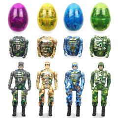 QINGQIU 4-pack jumbo soldier deformation eggs with bright colors for easy Easter hunting
