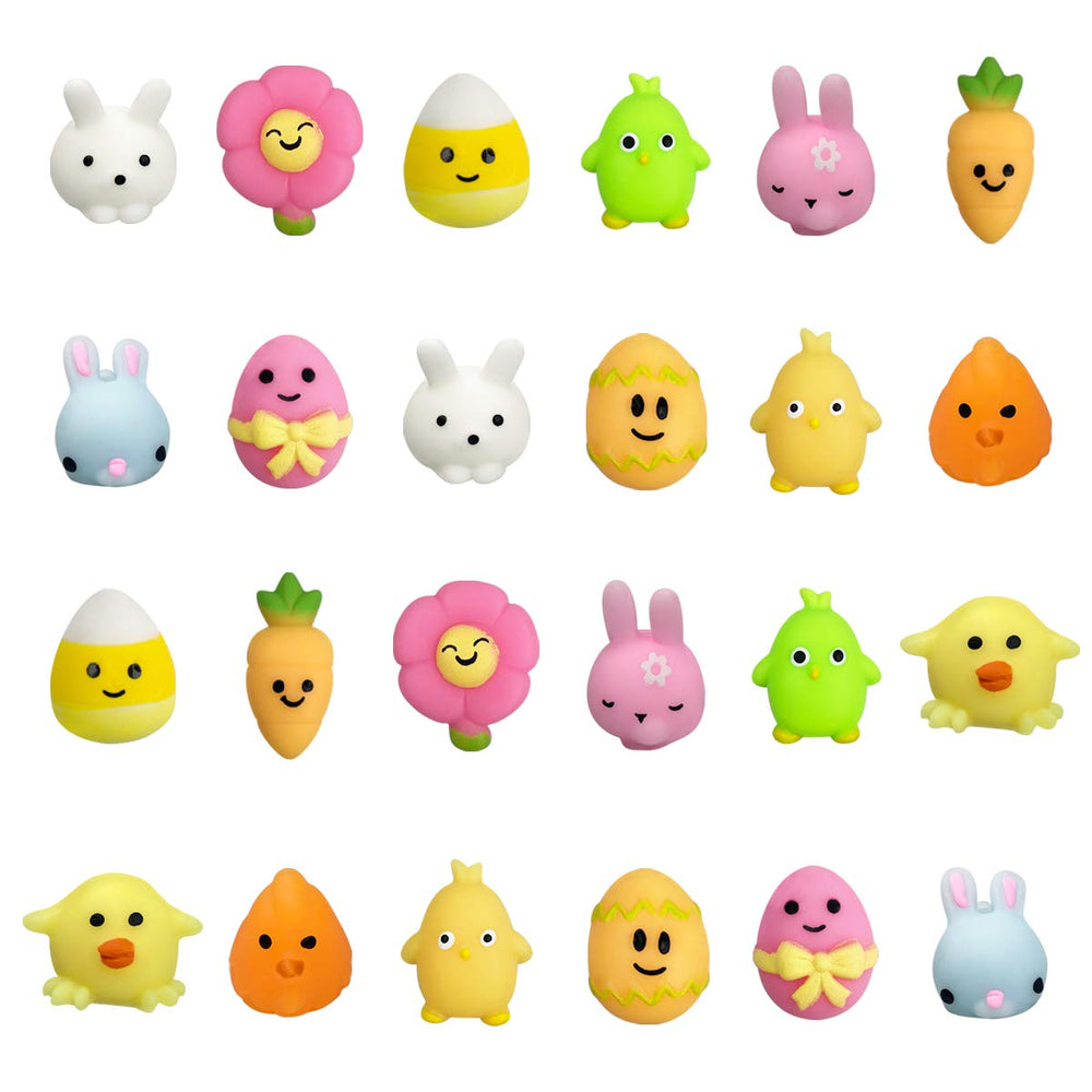 QINGQIU Easter Mochi Squishies set of 24 for Easter baskets and party favors