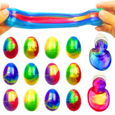QINGQIU 12-pack colorful slime eggs arranged for Easter play