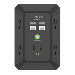 QINLIANF USB wall charger with 3-sided outlets for secure, space-saving mounting.