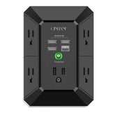QINLIANF USB wall charger with three sided outlets for organized home power