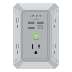 QINLIANF USB wall charger front view with five outlets for organized power.