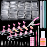 Qinzave Clear coffin nail tips pack for precise sizing and at-home nails.