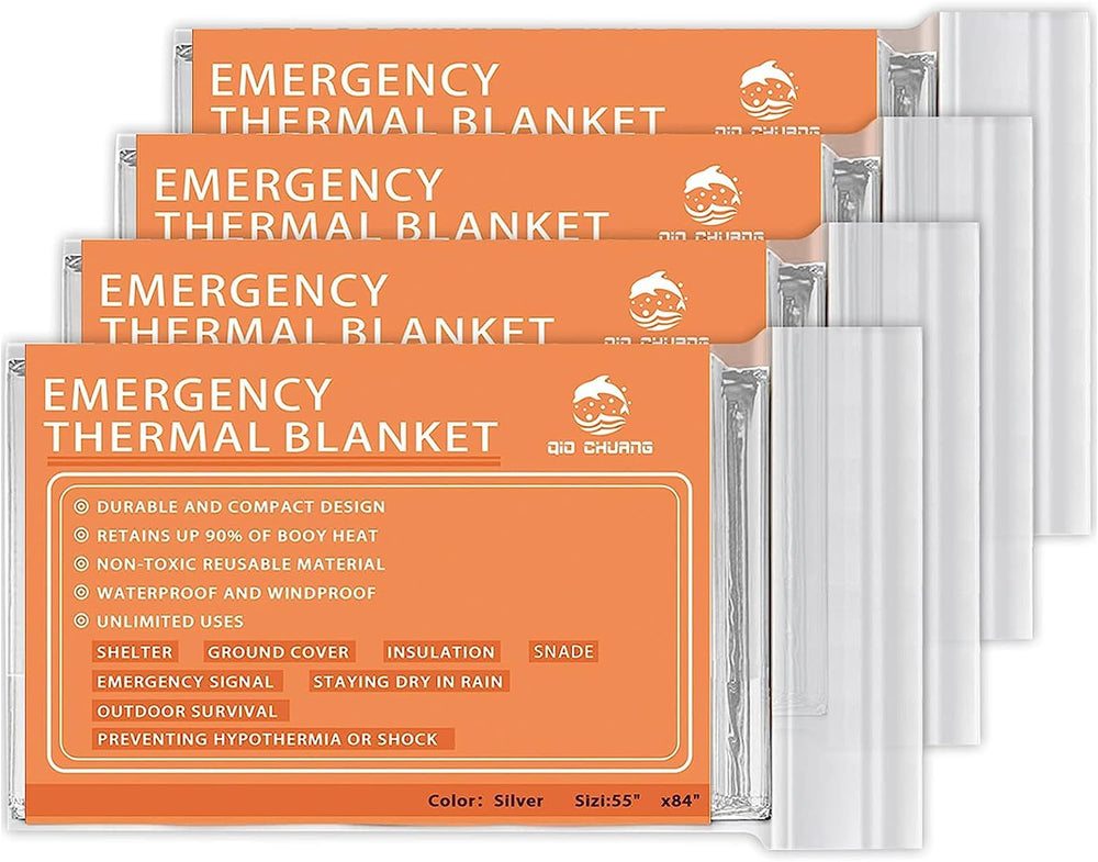 QIO CHUANG emergency mylar blanket folded for easy storage and quick access.