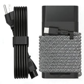 QIOUZW 65W USB-C slim charger front view for HP laptops, ready for fast charging.