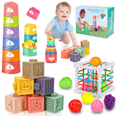 Qirptey Montessori pull-string toy promotes early hand-eye coordination during infant play.