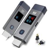 Qisoable wireless HDMI transmitter front view, compact and travel-ready.