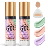 QIUFSSE purple-tone color correcting primer brightens dull skin and evens tone.