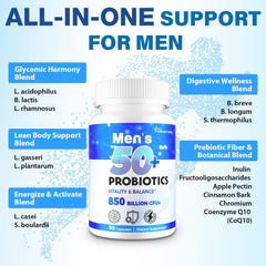 QIVERNAMY Probiotic 50plus label highlights CoQ10 and prebiotic blend.