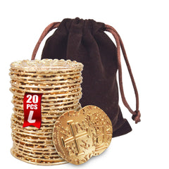 QPCOS large gold doubloons coin set for authentic treasure gameplay.