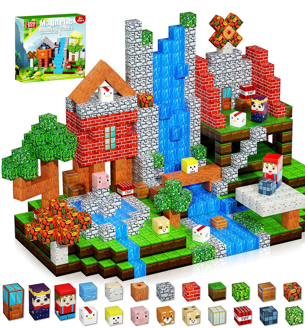 QRPQT Magnetic Blocks forest scene boosts imaginative play and fine motor skills.