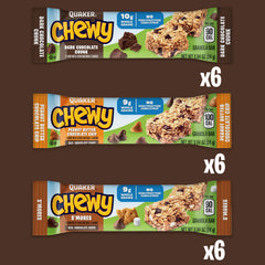 Quaker Chewy Granola Bars Peanut Butter Chocolate Chip image showcases creamy, nutty bite for busy mornings