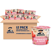 Quaker Express Cups Strawberry & Cream front view, convenient breakfast option