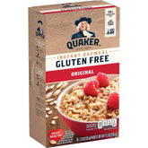 Quaker Instant Oatmeal Original packaging, convenient gluten-free breakfast option.