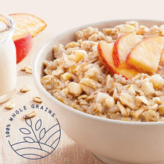 Bright peach slices highlight fruity aroma in your morning bowl.