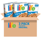 Quaker Life Cereal Original three-pack boxes displayed for easy morning planning