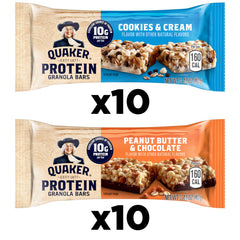 Quaker Protein Granola Bars Cookies & Cream, flavorful protein snack.
