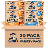 Quaker Protein Granola Bars variety pack cover, convenient protein-packed snacking option.