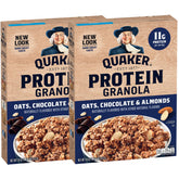 Quaker Protein Granola box front, two-pack, convenient breakfast option