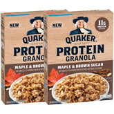 Quaker Protein Granola Maple Brown Sugar box front, quick protein breakfast