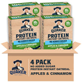 Quaker Protein Instant Oatmeal Apple Cinnamon packets ready for quick mornings.
