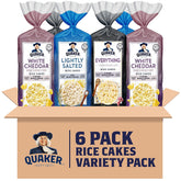 Quaker Rice Cakes Everything Bagel pack for gluten-free snacking with toppings