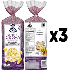 Quaker rice cakes white cheddar with peanut butter topping idea.