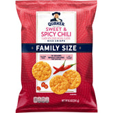 Quaker Rice Crisps Sweet & Spicy Chili packshot showing gluten-free crunch for a quick breakfast