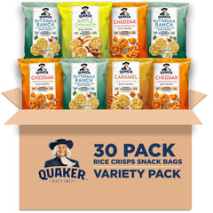 Quaker Rice Crisps variety pack for versatile on-the-go snacking.