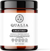 Qualia Creatine+ bottle close-up for peak training sessions.