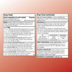 Quality Choice fiber caplets label close-up with ingredients for daily digestive health