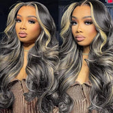 QUANDIAN 28 inch balayage lace front wig for natural long length look