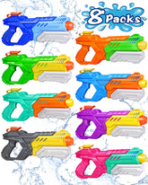 Quanquer 8-pack water guns front view shows durable ABS construction for long-lasting play.