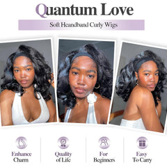 Quantum Love Yaki Curly Headband Wig back view with curly ends