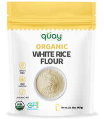Quay Naturals white rice flour package front, gluten-free baking base.