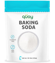 Quay Naturals Pure Baking Soda box close-up for baking rise and odor neutralization.