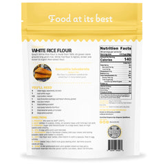 Quay Naturals rice flour texture close-up, superfine grind for tender crusts.