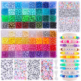 QUEFE rainbow pony beads kit with 64 colors for colorful bracelets