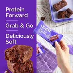 Close-up of Quest Bake Shop Brownies texture emphasizing chewy center and cocoa depth.