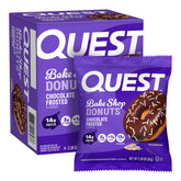 Quest Bake Shop Chocolate Frosted Donuts vanilla base close-up shows high-protein snack appeal.