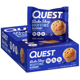 Quest Blueberry Muffin pack front, protein-rich snack for busy mornings