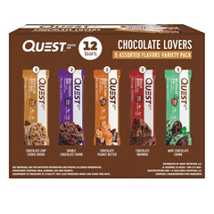 Quest Chocolate Lovers Variety Pack bars assortment for a high protein snack