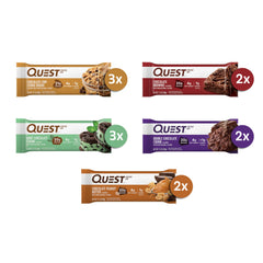 Close-up of Quest Chocolate Lovers bars highlighting rich chocolate flavor and protein