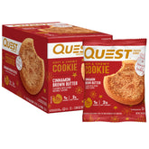 Quest Cinnamon Brown Butter protein cookie pack with soft texture and festive flavor.